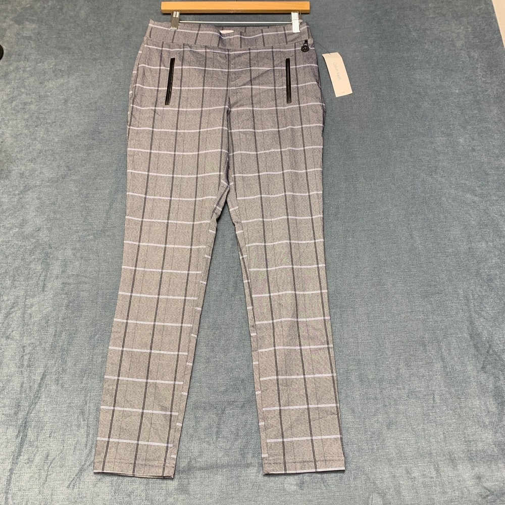 Calvin Klein Dress Pants Womens 8 Multicolor Plaid Pockets Skinny Leg Formal
